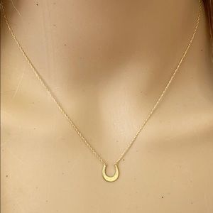 14K Solid Gold Mini Horse Shoe Dainty Necklace